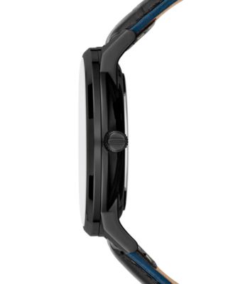 Kenneth Cole New York Men's Solar Black Leather Strap Watch 42mm