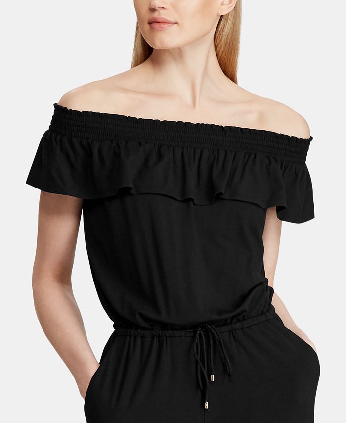 Ralph lauren ruffle one shoulder jumpsuit Clearance