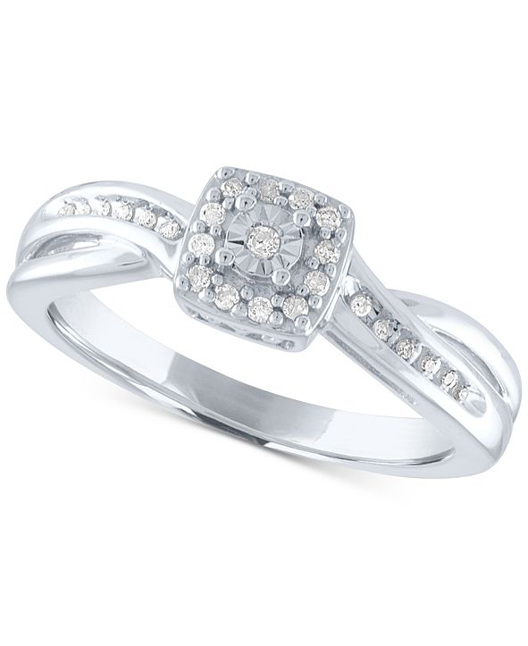Promised Love Diamond Square Cluster Promise Ring (1/10 ct. t.w.) in ...