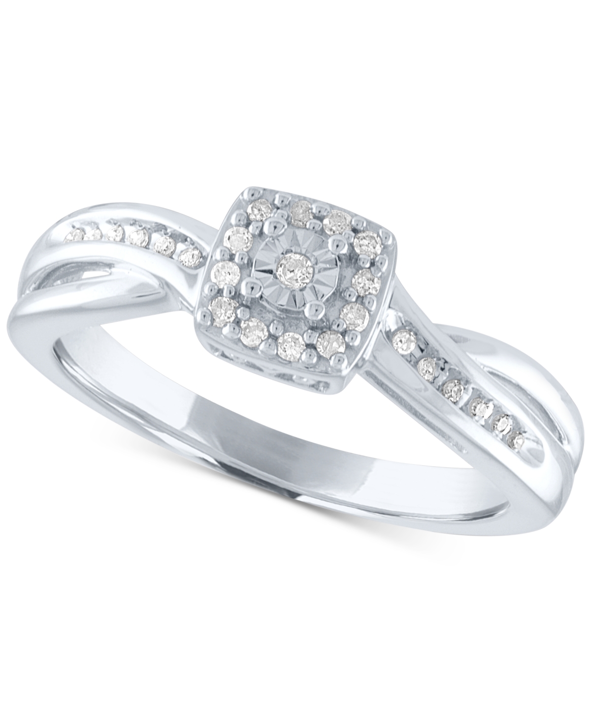 Diamond Square Cluster Promise Ring (1/10 ct. t.w.) in Sterling Silver - Sterling Silver