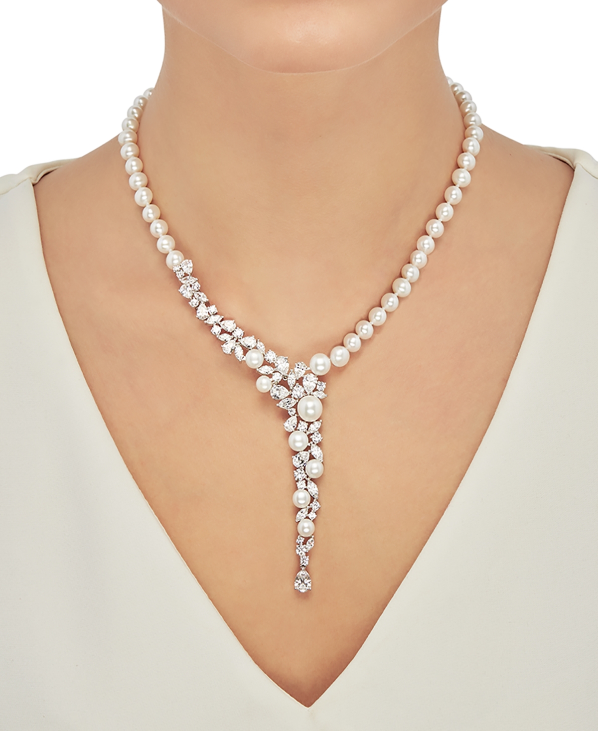 Arabella Cultured Freshwater Pearl (5-1/2 - 9-1/2mm) & Cubic Zirconia 17