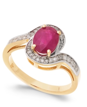 image of Ruby (1-1/2 ct. t.w.) & Diamond (1/6 ct. t.w.) Swirl Ring in 14k Gold