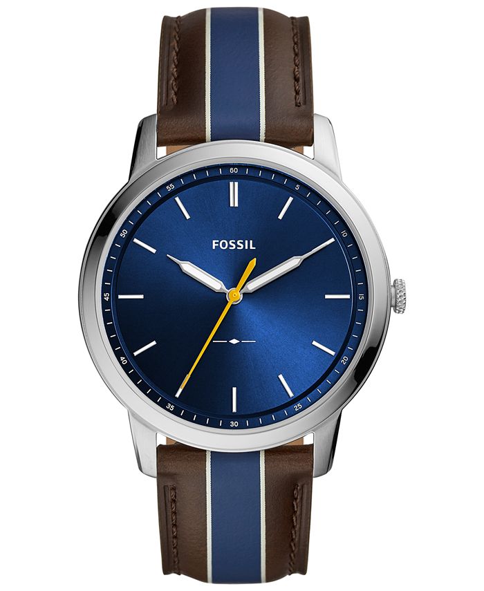 Fossil Men's Minimalist Brown Leather Strap Watch 44mm & Reviews Macy's