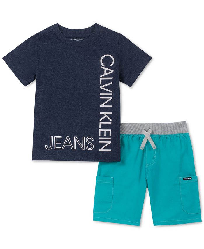 Calvin Klein Baby Boys 2-Pc. Logo-Print T-Shirt & Shorts Set - Macy's