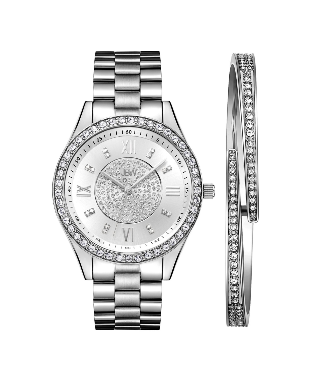 Women's Mondrian Jewelry Set Diamond (1/6 ct.t.w.) Stainless Steel Watch - Silver