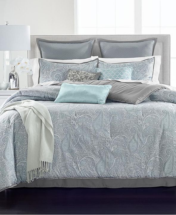 Martha Stewart Collection Paisley Plume Blue 14Pc. California King
