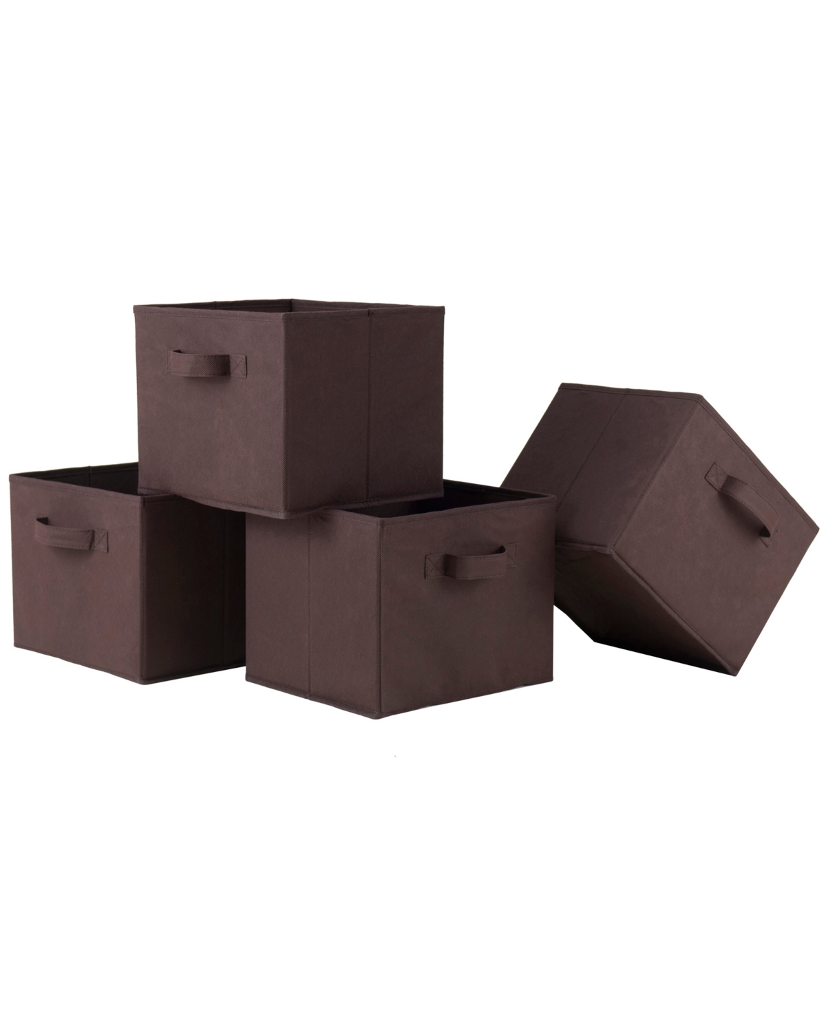 Capri Set of 4 Foldable Chocolate Fabric Baskets - Brown