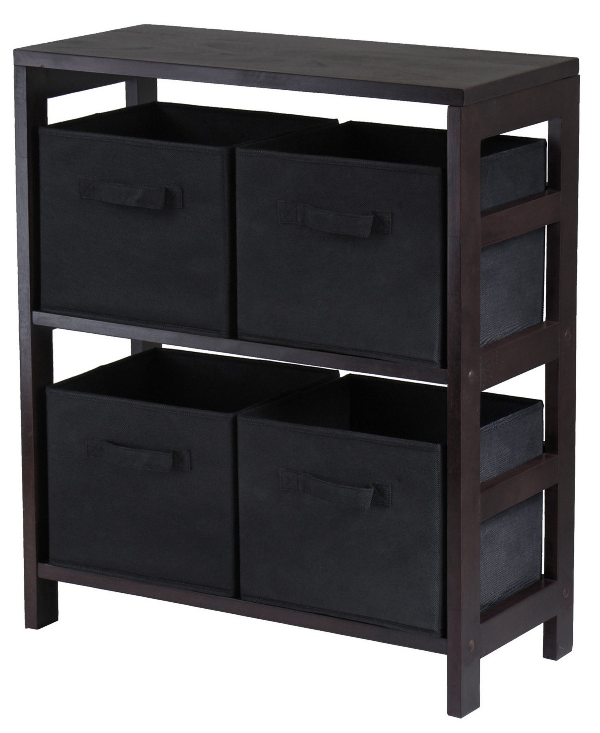 Capri 2-Section M Storage Shelf with 4 Foldable Fabric Baskets - Black