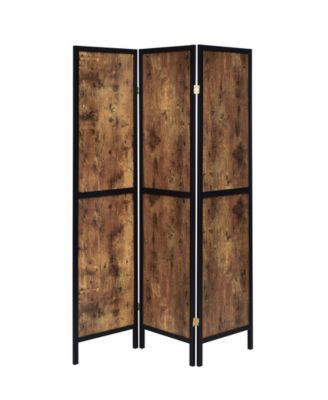 Coaster Home Furnishings 3-Panel Folding Floor Screen with Translucent Inserts Black