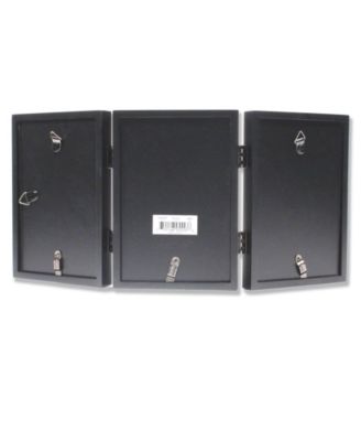 Hinged Triple Black Wood Picture Frame - Gallery Collection - 4" x 6"