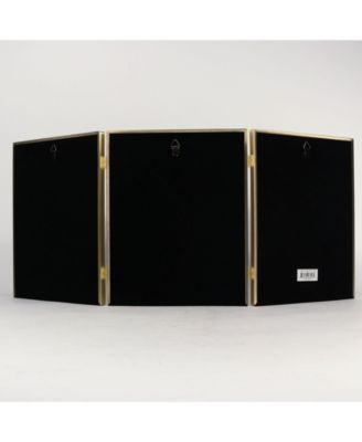 Antique Gold Bead Hinged Triple Picture Frame - 8" x 10"