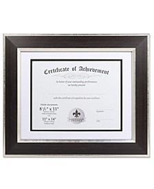 Dual Use Ebony 11" x 14" Certificate Picture Frame with Double Bevel Cut Matting For Document - 8.5" x 11"