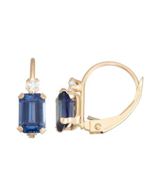 Macy's - 10k Yellow Gold Sapphire Hoop Earrings