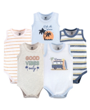 Hudson Baby Sleeveless Cotton Bodysuits 5 Pack
