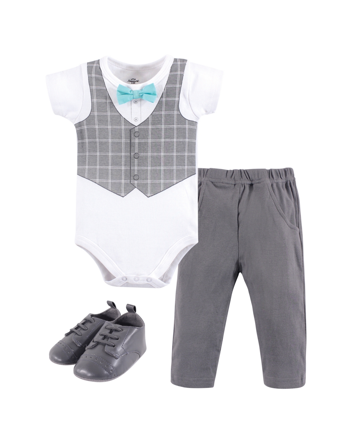 Little Treasure Baby Girls Treasure Baby Cotton Bodysuit, Pant and Shoe 3pc Set, Unicorn