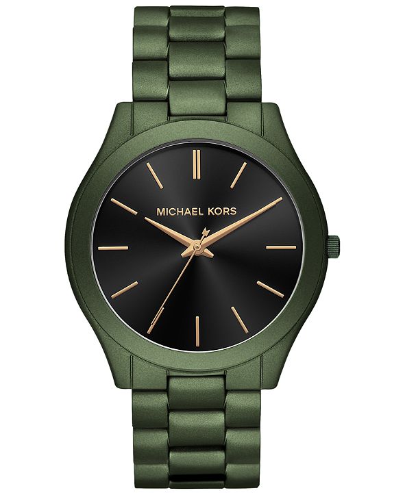 Michael Kors Men's Slim Runway Olive Stainless Steel Bracelet Watch