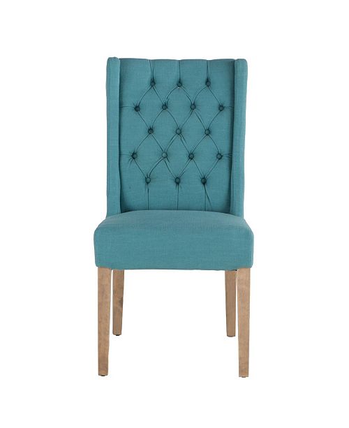 World Interiors Chloe Teal Linen Dining Chairs With Napoleon Legs Set Of 2 Reviews Furniture Macy S