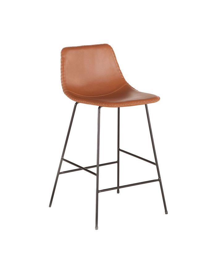 World Interiors Hudson Faux Camel Leather Counter Chairs, Set of 2 Macy's