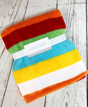 3 Stories Trading Bright Stripes Coral Fleece Baby Blanket
