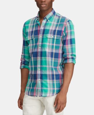 plaid polo button down shirts