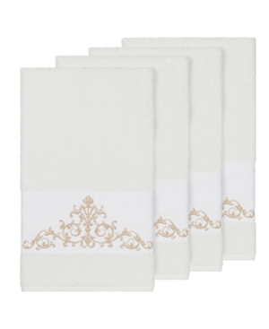 Linum Home Turkish Cotton Scarlet 4-pc. Embellished Bath Towel Set Bedding In White