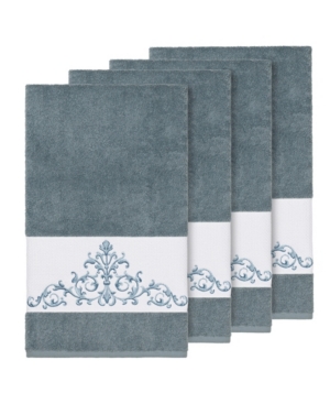 Linum Home Turkish Cotton Scarlet 4-pc. Embellished Bath Towel Set Bedding In Teal