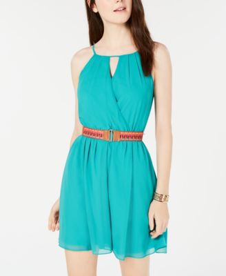 BCX - Juniors' Belted Chiffon Dress