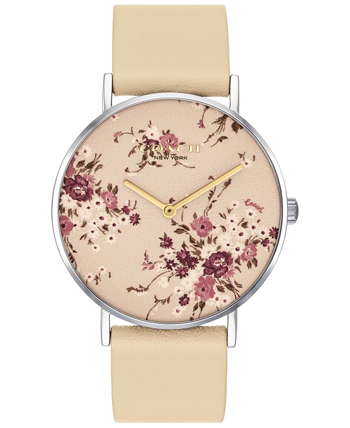 COACH Women's Perry Taupe Leather Strap Watch 36mm Created for Macy's ...