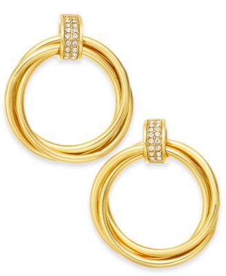 Alfani - Gold-Tone Pav&eacute; Ring Hoop Earrings, Created for Macy's