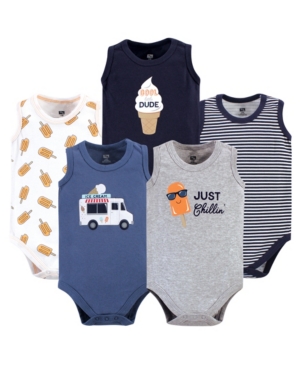 Hudson Baby Sleeveless Cotton Bodysuits 5 Pack