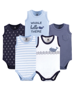 Hudson Baby Sleeveless Cotton Bodysuits 5 Pack