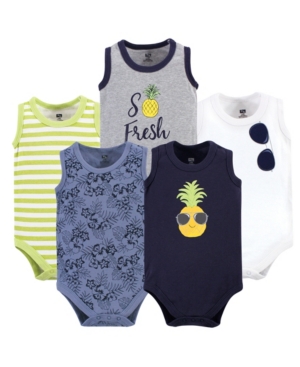 Hudson Baby Sleeveless Cotton Bodysuits 5 Pack