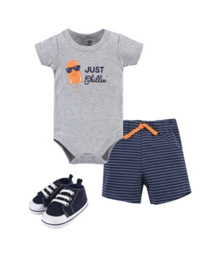 Hudson Baby Cotton Bodysuit Shorts and Shoe Set