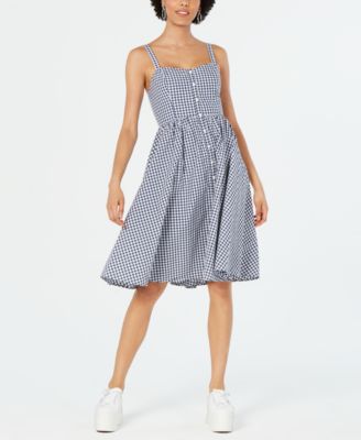 French Connection - Lavande Gingham-Print Button-Front Dress