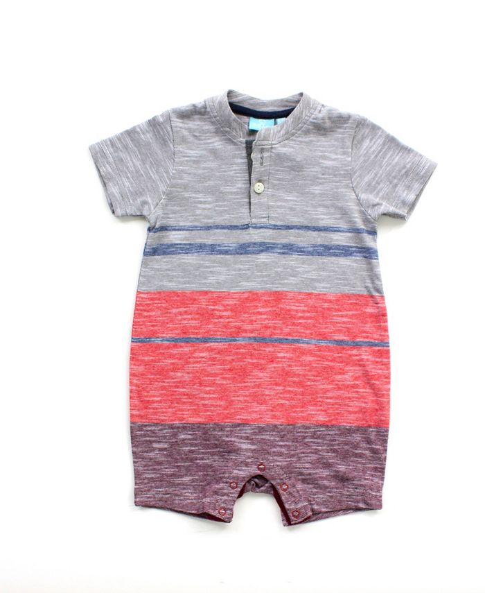 Bear Camp Baby Boy Short Sleeve Striped Henley Romper Macy's