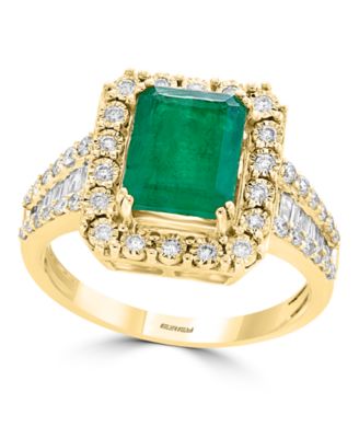 EFFY&reg; Emerald (2-1/5 ct. t.w.) & Diamond (1/2 ct. t.w.) Ring in 14k White Gold & 14k Yellow Gold