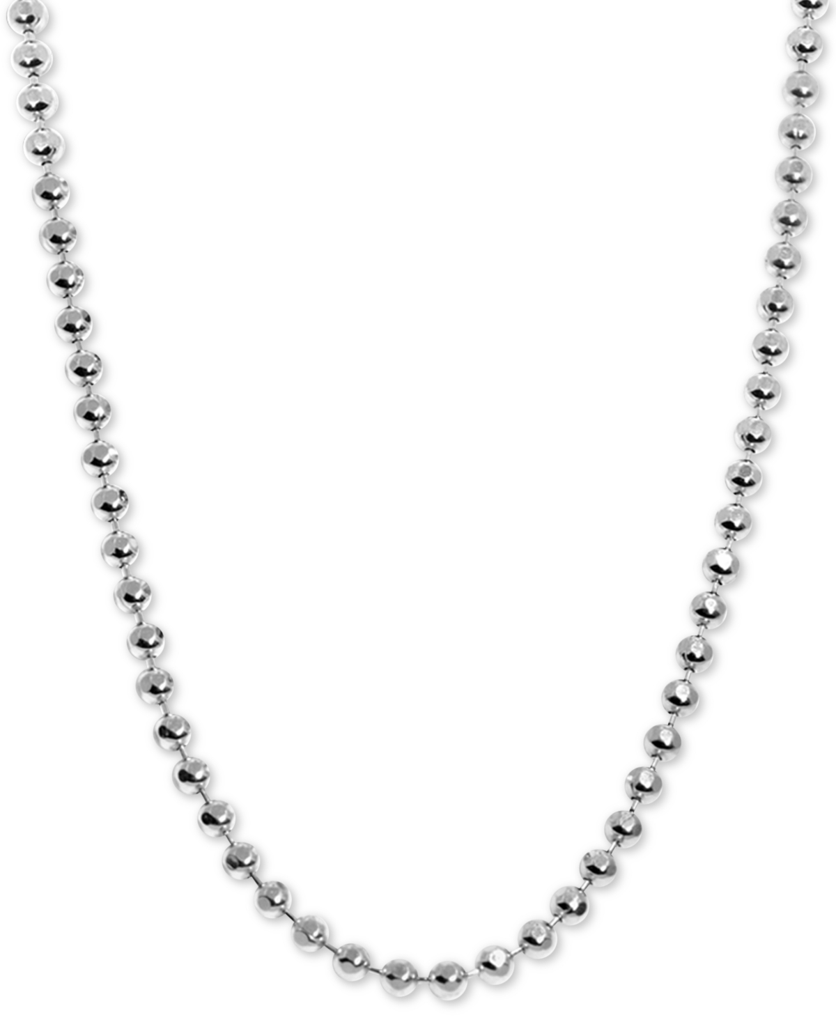 Beaded 20" Chain Necklace in Sterling Silver - Sterling Silver