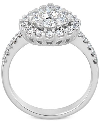 Macy's - Diamond Cluster Engagement Ring (1-1/2 ct. t.w.) in 14k White Gold