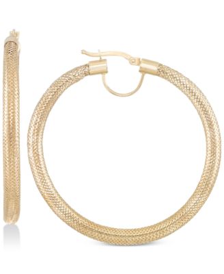 Italian Gold - Mesh Hoop Earrings in 14k Gold