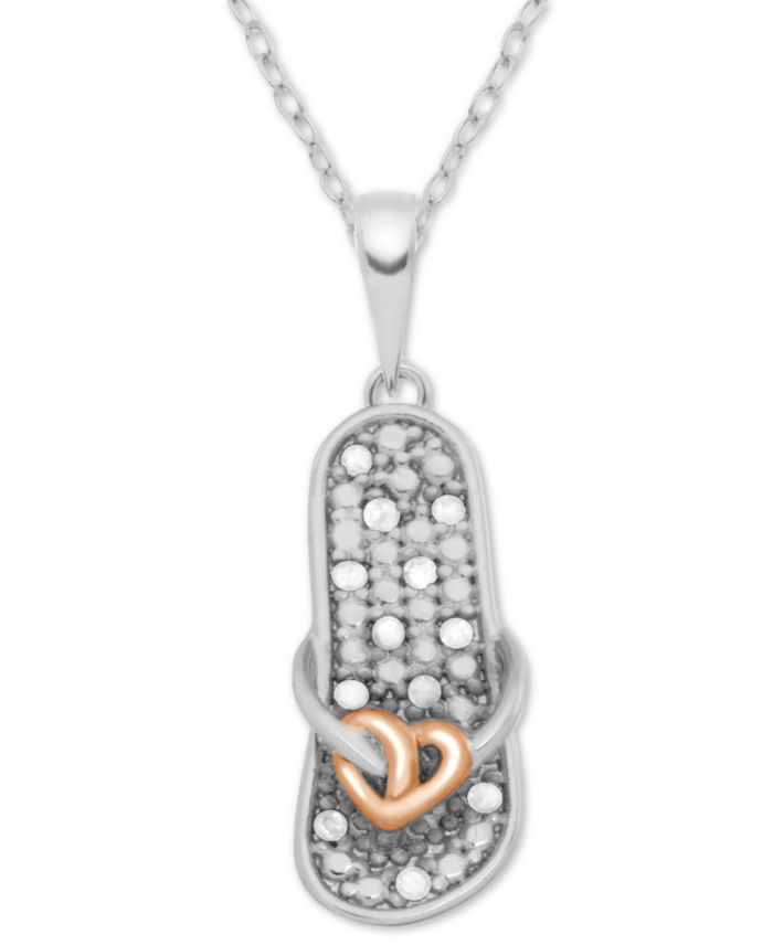 Diamond Two-Tone Flip-Flop Sandal 18" Pendant Necklace (1/10 ct. t.w.) in