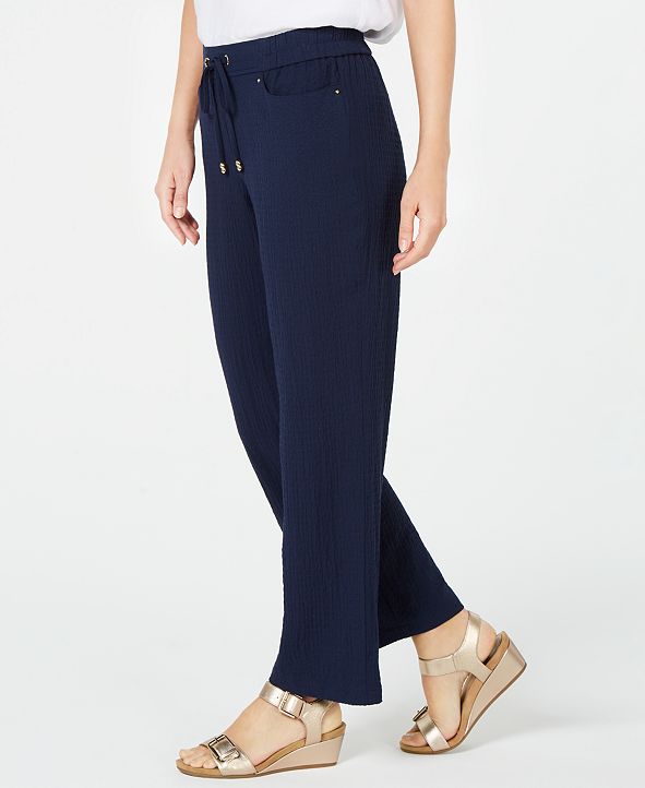 JM Collection Petite Textured Pull-On Pants, Created for Macy's ...