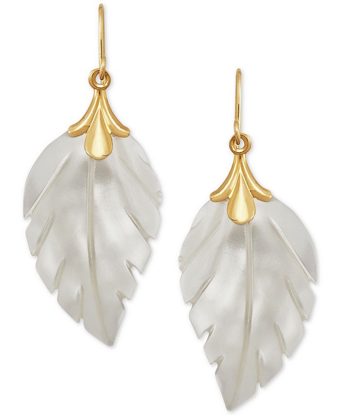 Pearl Leaf Design Earrings Jewellery Earrings Dangle & Drop Earrings Chandbalis Vintage 10ct Yellow Gold and Rose Gold 