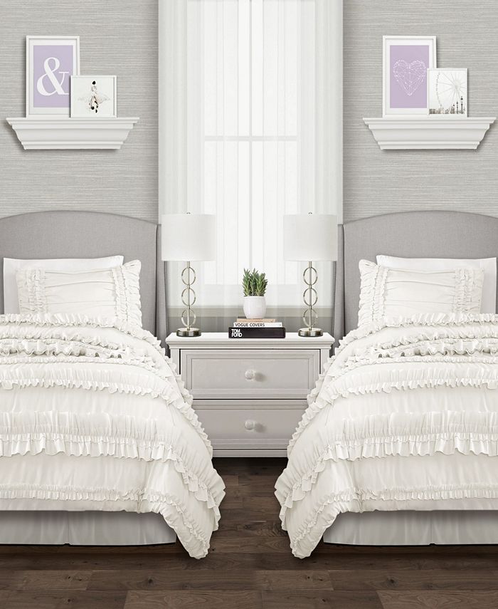 Lush Décor - Belle Comforter White 3Pc Set Twin XL