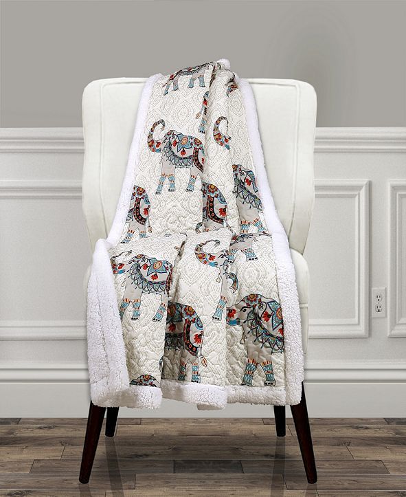 Lush Decor Elephant Parade Sherpa Throw, 152,4 x 127 cm