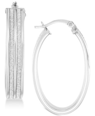 Glitter Hoop Earrings in 18k Yellow Gold Over Sterling Silver or Sterling Silver