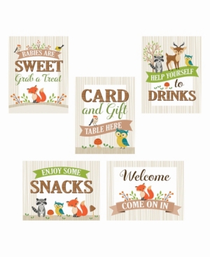 Lillian Rose Set of 5 Woodland Baby Shower Decor Signs