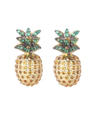 Shop Noir Multi Stone Cubic Zirconia Pineapple Stud Earring In Gold