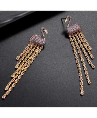 nOir Pink Cubic Zirconia Flamingo Statement Earring