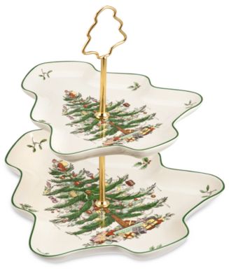 Spode Christmas Tree Sculpted 2-Tiered Server - Macy's