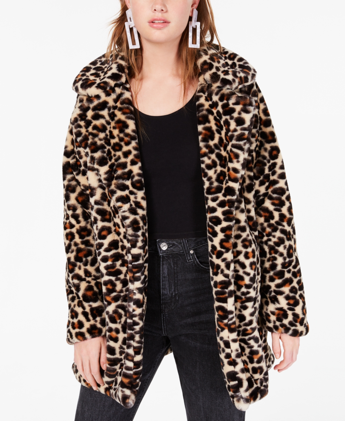Coffeeshop Juniors Faux-Fur Walker Coat